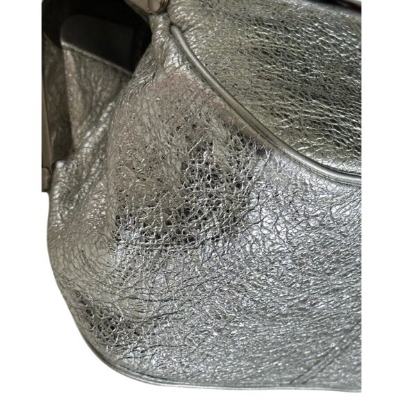 SOLD COACH 2008 Metallic Silver Leather Double Frame Kisslock Ball Chain - Picture 13 of 16